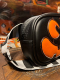Hand Crafted : Small square Bag Black and Orange