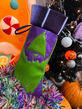 Load image into Gallery viewer, Creepmas Stocking: Cyclops  stocking purple glitter green glitter serape