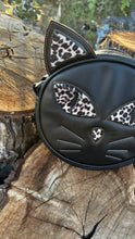 Load image into Gallery viewer, Hand Crafted Kitten Bag Black and leopard