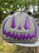Load image into Gallery viewer, Handcrafted MissChievous Handbag- Grey and Purple glitter