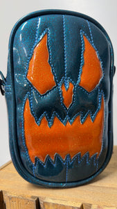 Handcrafted: Side Bag Teal Glitter and Orange Glitter