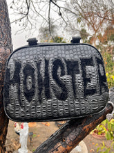 Load image into Gallery viewer, Hand Crafted : Monster Handbag Black Croc Print and velvet Black