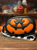 Hand Crafted : Small square Bag Black and Orange