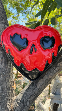Handcrafted Mad for You Poisonous Heart Bag: Patent Black & Matte Black