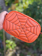 Load image into Gallery viewer, Handcrafted Belt bag :  Orange and black spiderwebs