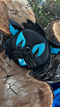 Load image into Gallery viewer, Hand Crafted : Black and light blue glitter kitty Cat Bag