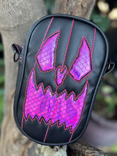 Load image into Gallery viewer, Handcrafted: Side Bag Black with mermaid pink