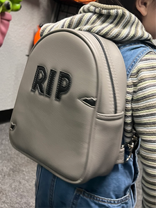 Hand Crafted : Small Grey RIP HEADSTONE back pack