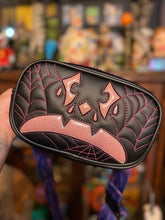 Load image into Gallery viewer, Hand Crafted : Small square sad pumpkin Bag Black and pink