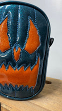 Load image into Gallery viewer, Handcrafted: Side Bag Teal Glitter and Orange Glitter