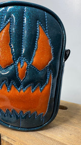 Handcrafted: Side Bag Teal Glitter and Orange Glitter