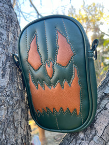 Handcrafted: Side Bag Forest Green and Camel brown