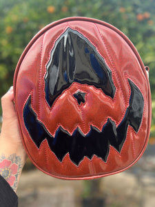 Handcrafted Rotten Egg Oval: Red Glitter and patent