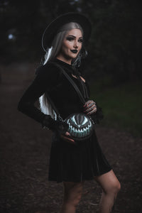 Pumpkin Kult: Bad Baby- Black and mint Glitter Pumpkin Bag