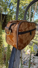 Load image into Gallery viewer, Handcrafted Small Happy Face Belt Bag : Floral Tapestry and Brown