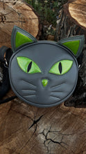 Load image into Gallery viewer, Hand Crafted Kitten Bag Black and green glitter