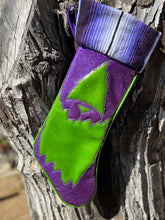 Load image into Gallery viewer, Creepmas Stocking: Cyclops  stocking purple glitter green glitter serape