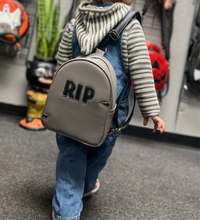 Load image into Gallery viewer, Hand Crafted : Small Grey RIP HEADSTONE back pack