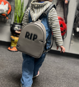Hand Crafted : Small Grey RIP HEADSTONE back pack