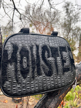 Load image into Gallery viewer, Hand Crafted : Monster Handbag Black Croc Print and velvet Black