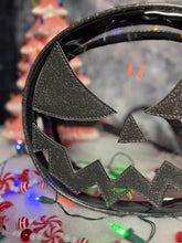 Load image into Gallery viewer, Hand Crafted : Mean Face clear Concert bag with dark Grey Glitter face