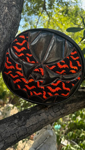 Hand Crafted Bat Mouth: Black glitter and Orange Bats