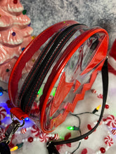 Load image into Gallery viewer, Hand Crafted : Mean Face clear Concert bag with Red face