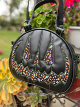 Load image into Gallery viewer, Handcrafted MissChievous Handbag- Black and Candy fabric