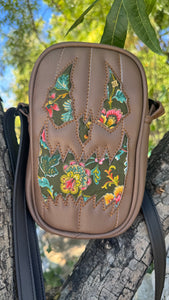 Handcrafted: Side Bag Brown and floral