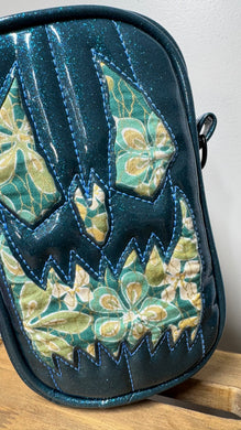 Handcrafted: Side Bag Teal Glitter and Floral