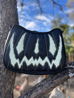 Hand crafted Hades Crossbody handbag Black and glow-in-the-dark white