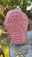Load image into Gallery viewer, Handcrafted Spiderweb Coffin bag- Glitter Pink