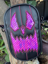 Load image into Gallery viewer, Handcrafted: Side Bag Black with mermaid pink