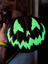 Load image into Gallery viewer, Handcrafted Stark Raving Bag: Matte Black &amp; White Glow-in-the-Dark Face