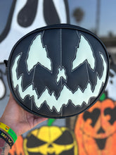 Load image into Gallery viewer, Handcrafted Stark Raving Bag: Matte Black &amp; White Glow-in-the-Dark Face