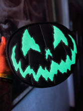 Load image into Gallery viewer, Handcrafted Stark Raving Bag: Matte Black &amp; White Glow-in-the-Dark Face