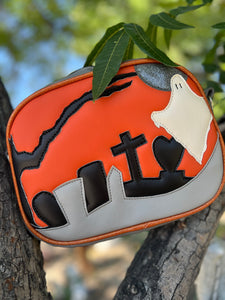 Handcrafted Mini Graveyard Ghost Grey with Orange and grey detailing
