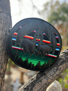 Handcrafted Pumpkin King bag Black with Serape print