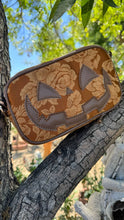 Load image into Gallery viewer, Handcrafted Small Happy Face Belt Bag : Floral Tapestry and Brown