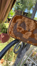Load image into Gallery viewer, Handcrafted Small Happy Face Belt Bag : Floral Tapestry and Brown