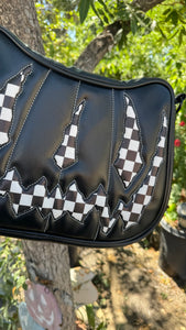 Hand crafted Hades Crossbody handbag Black and Checkered