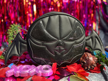 Load image into Gallery viewer, Hand Crafted : Bat Mouth/ Black and Black Glitter with Wings