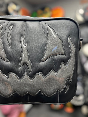 Handcrafted Square Horror Business bag Black and Glitter Grey