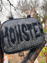 Load image into Gallery viewer, Hand Crafted : Monster Handbag Black Croc Print and velvet Black