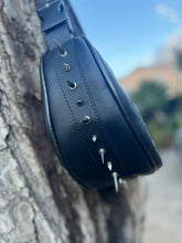 Load image into Gallery viewer, Handcrafted Spiked Spooky bag black with glow in the dark bats