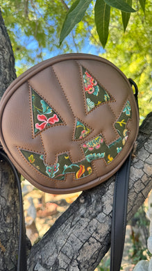 Handcrafted Small Happy face Brown and Green Floral