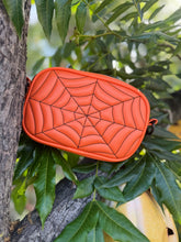 Load image into Gallery viewer, Handcrafted Belt bag :  Orange and black spiderwebs