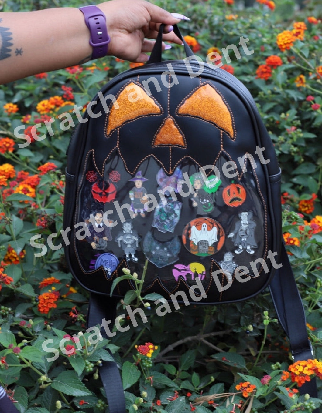 Pumpkin Kult Small Display Backpack -Black and Orange Glitter final Sale