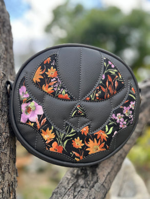 Handcrafted Small Bat mouth Black and Floral fabric face