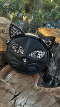 Load image into Gallery viewer, Hand Crafted Kitten Bag Black and leopard